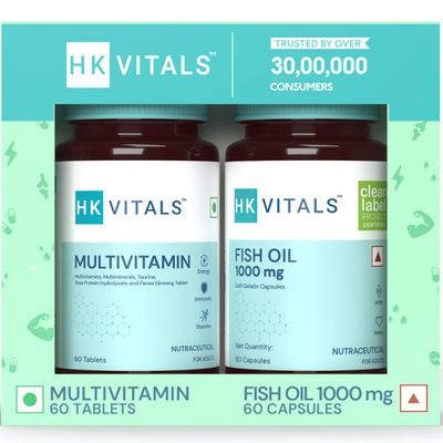 hk vitals Fish Oil &Multivitamin 60 Omega 3 Fish Oil Capsule 1000Mg 60 Multivitamin Tablet