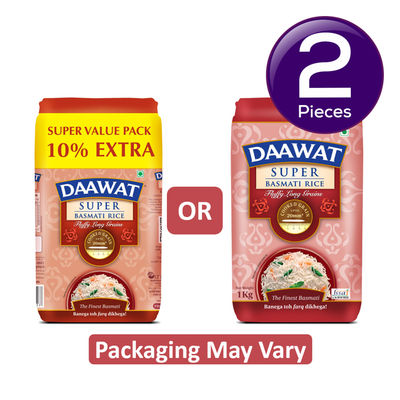 Daawat Super Basmati Rice | Long Grain 1 kg Combo