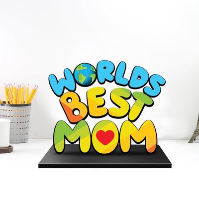 Party Propz Mother's Day Gifting Worlds Best Mom MDF Trophy , 14 X 15 X 5 Cm Size