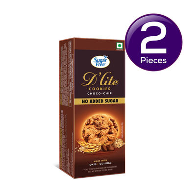 Sugar Free D'Lite Choco Chip Cookies | Zero Added Sugar | Made with Oats & Quinoa 75 g Combo