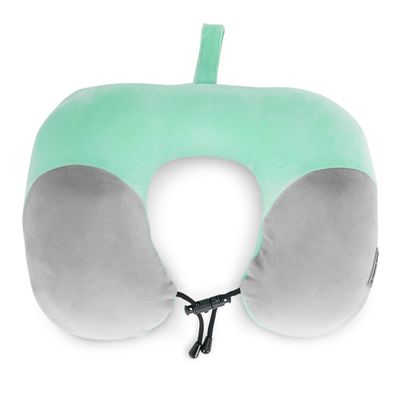 Nasher Miles Unisex Solid Memory Foam Neck Pillow | Teal and Grey - Free Size