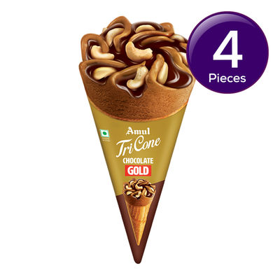 Amul Gold TriCone Chocolate Ice Cream Cone 120 ml Combo