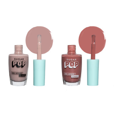 Sugar Pop Quick Drying Ultra Long-Wear Glossy Finish Nail Lacquer -Silk Stockings 08(10ml) & Sugar Pop Quick Drying Ultra Long-Wear Glossy Finish Nail Lacquer Chocolate Treat 11(10ml) Combo