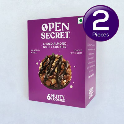 Open Secret Zero Maida Chocolate Almond Cookies | Pack of 6 | Healthy Snacks | High Protein 75 g Combo