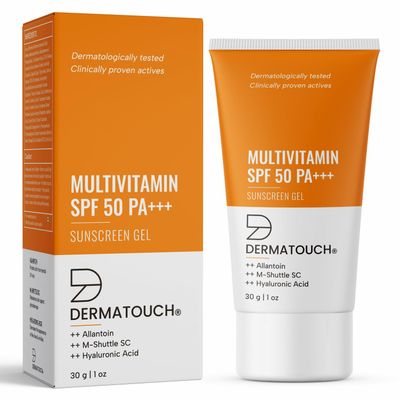 Dermatouch Multivitamin Spf 50 Pa+++ Sunscreen Gel Uva-Uvb Protection Zero White Cast Unisex