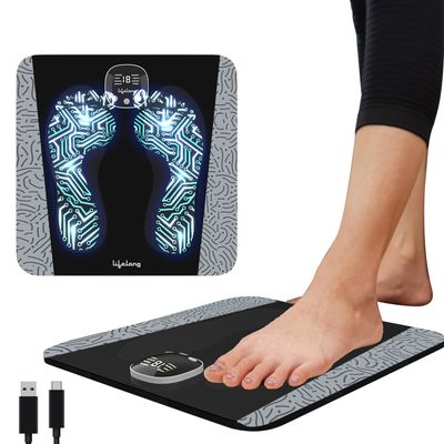 Lifelong Ems Electric Foot Massager Machine For Pain Relief-8 Modes Intensity Levels-Rechargeable