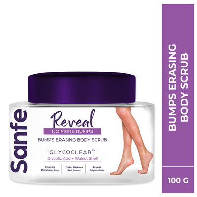 Sanfe Reveal No More Bumps Erasing Body Scrub for Rough & Bumpy Skin, Tan and Strawberry Legs
