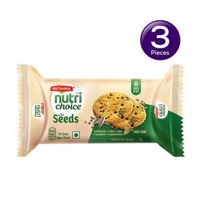 Britannia NutriChoice Seeds Biscuits | 0% Maida & High Fibre 75 g Combo