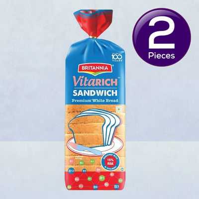 Britannia Vitarich Sandwich Premium White Bread 400 g Combo