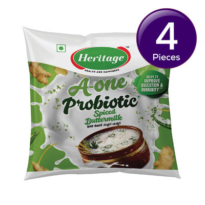 Heritage A-One Probiotic Buttermilk - Spiced 500 ml Combo