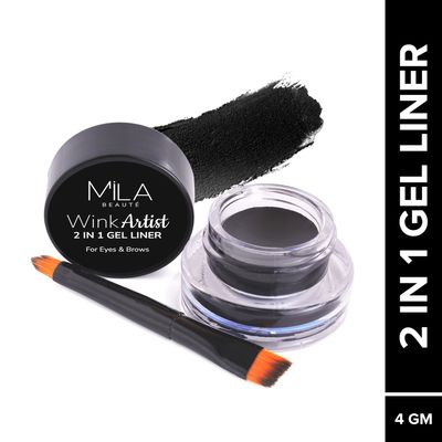 Mila Beaute Wink Artist 2 In 1 Gel Liner For Eyes & Brows Waterproof Upto 36Hours - Black