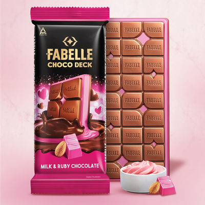 Fabelle Choco Deck Milk & Ruby Chocolate 3-Layered Premium Milk Chocolate Bar with Ruby Chocolate