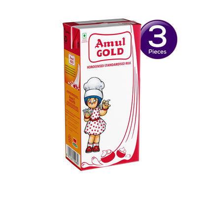 Amul Gold Homogenised Standardised Milk (Tetra Pack) 1 l Combo