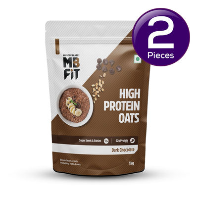 MuscleBlaze Fit High Protein Oats (Dark Chocolate) 1 kg Combo