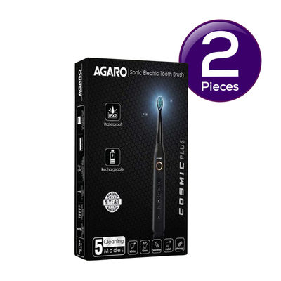 Agaro Cosmic Plus Sonic Electric Tooth Brush For Adults With 5 Modes (Black) 1 pc Combo