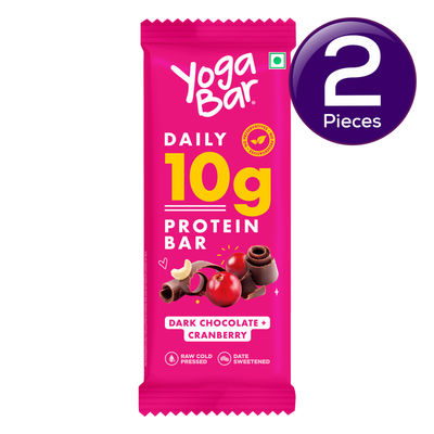Yogabar 10 Grams Protein Bars | Chocolate Chip And Cranberry | Protein Blend And Premium Whey 50 g Combo