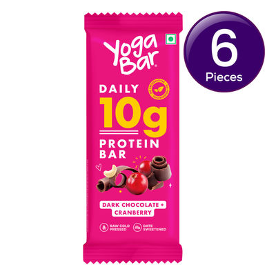 Yogabar 10 Grams Protein Bars | Chocolate Chip And Cranberry | Protein Blend And Premium Whey 50 g Combo
