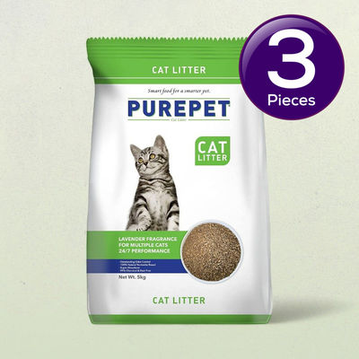 Purepet Clumping Lavender Fragrance Pet Cat Litter (For Multiple Cats) 5 kg Combo