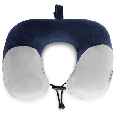 Nasher Miles 100% Pure Memory Foam Travel Neck Pillow | Stable Neck Support | Navy Blue And Grey