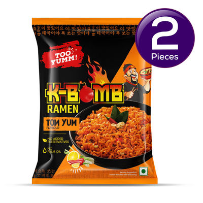 Too Yumm! K-Bomb Hot n Spicy | Ready to cook Instant Noodles | 100% Veg | Korean Noodles 79 g Combo