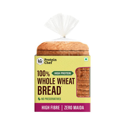 Protein Chef High Fibre 100% Whole Wheat Bread (Zero Maida) - Atta Bread Made MP Sharbati Wheat