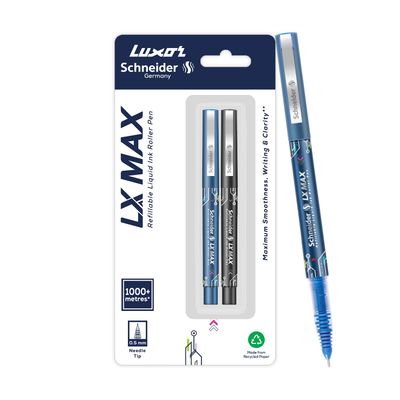 Luxor Schneider Lx Max Roller Ball Pen Needle Tip ( Blue + Black)