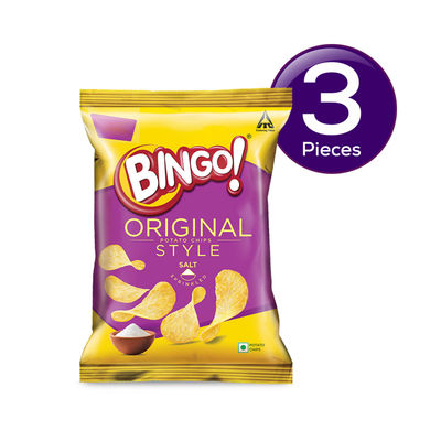 Bingo! Original Style Salt Sprinkled - Flat Cut Salted Potato Chips Pack for Snacks