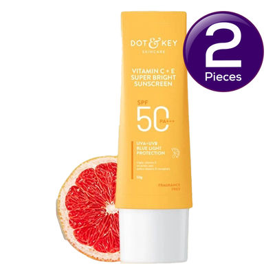 Dot & Key Vitamin C + E Face Sunscreen SPF 50 PA+++ For Glowing Skin, 100% No White Cast 50 g Combo