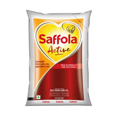 Saffola Active | Rich in Omega 3 and Oryzanol | Edible Oil Pouch