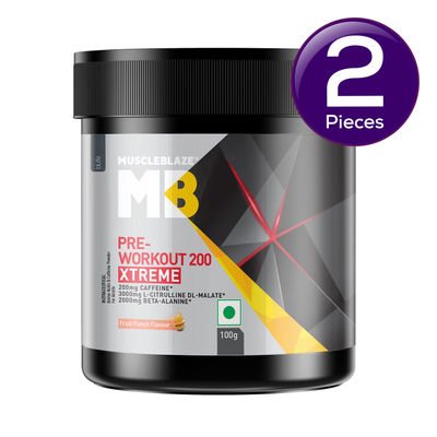 MuscleBlaze Pre Workout 200 Xtreme (Fruit Punch) 100 g Combo