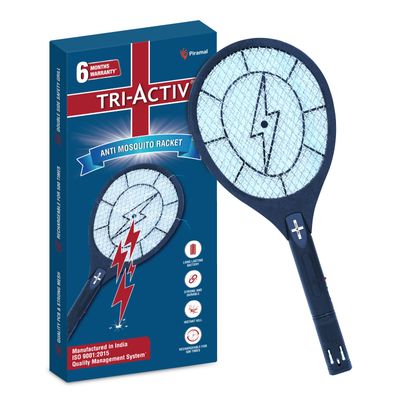 Tri-Activ Anti Mosquito Racket By Piramal I Insect Killer & Fly Swatter Long Lasting Battery Black