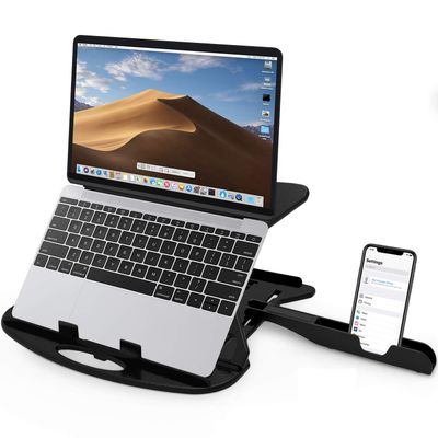 Striff Adjustable Laptop Tabletop Stand Patented Riser Ventilated Portable Foldable (Black