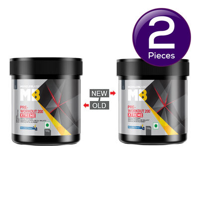MuscleBlaze Pre Workout 200 Xtreme (Berry Bolt) 100 g Combo