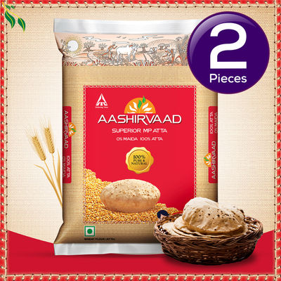 Aashirvaad Atta - Superior MP Whole Wheat, No Maida | Pouch 10 kg Combo