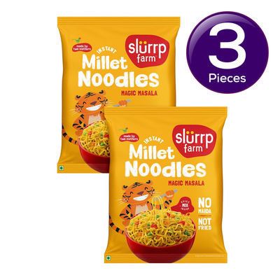 Slurrp Farm No Maida Instant Millet Noodles- Magic Masala, Not Fried, Millet Noodles (Pack Of 2) 114 gms Combo  