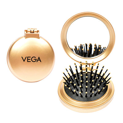 VEGA Compact Hair Brush with Foldable Mirror for Men and Women (R2-FM)