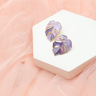 Sohi Purple Gold Plated Contemporary Studs Earrings