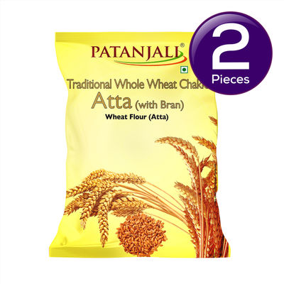 Patanjali Wheat Flour Atta With Bran Traditional Chakki Gehu Atta For Soft and Fluffy Roti 5 kg Combo