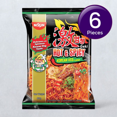 Nissin Geki - Hot and Spicy Korean Veg Flavoured Ramen Instant Noodles 80 g Combo
