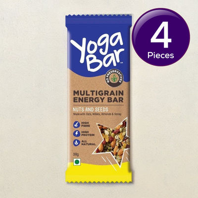 Yogabar Multigrain Energy Bars , Nuts and Seeds 35g - with Nuts,Oats,Millets, Gluten Free,Granola Bar 35 g Combo