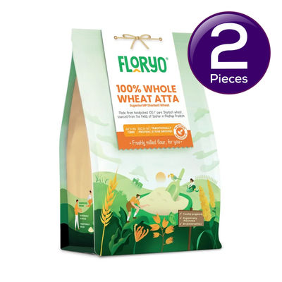 Floryo 100% Whole Mp Sharbati Wheat Atta 1 kg Combo