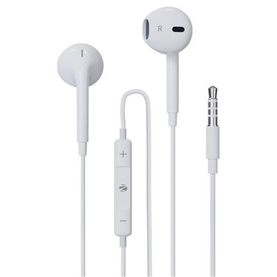 Zebronics Buds 30 3.5mm Wired Earphone with Mic, Volume Control, 14mm Drivers, 1.2M Cable (White)