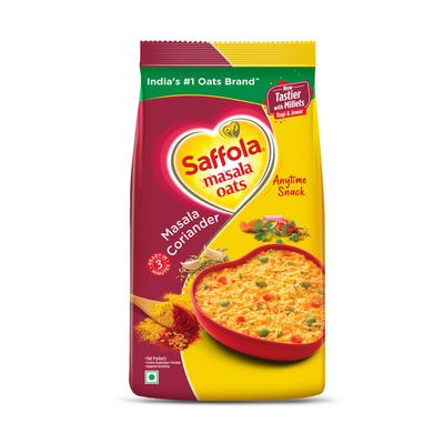 Saffola Masala Oats | Masala Coriander | Anytime Snack | Ready in 3 mins | Millets Goodness |500g