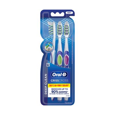Oral-B Criss Cross Soft Toothbrush, Buy 2 Get 1 Free, Manual Toothbrush, For Adults