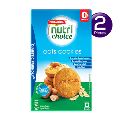 Britannia NutriChoice Oats Cookies | Diabetic Friendly | Zero Added Sugar & 0% Maida 150 g Combo