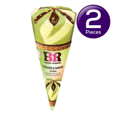 Baskin Robbins Pistachio & Caramel Ice Cream Cone 110 ml Combo