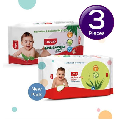 Luvlap Baby Wipes with Aloe Vera (with LID) 72 pc Combo