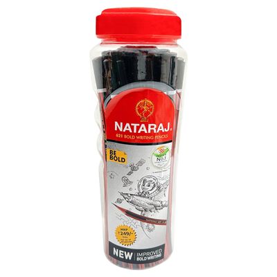 Nataraj 621 Pencil Jar-Pack Of 50, Red and Black body colour, Hexagonal Body|Black lead