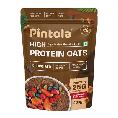 Pintola High Protein Oats Dark Chocolate With Almonds Raisin Pumpkin And Chia Seeds