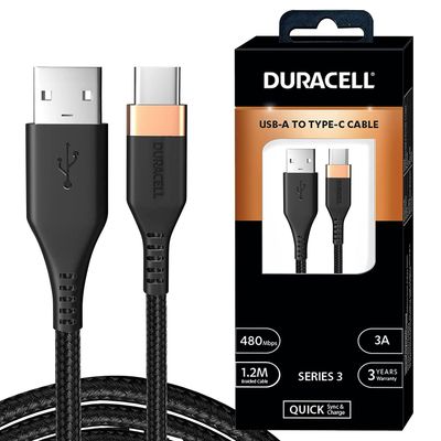Duracell USB-A to Type C Cable | 65W Fast Charging Cable | Series - 3 | 1.5m